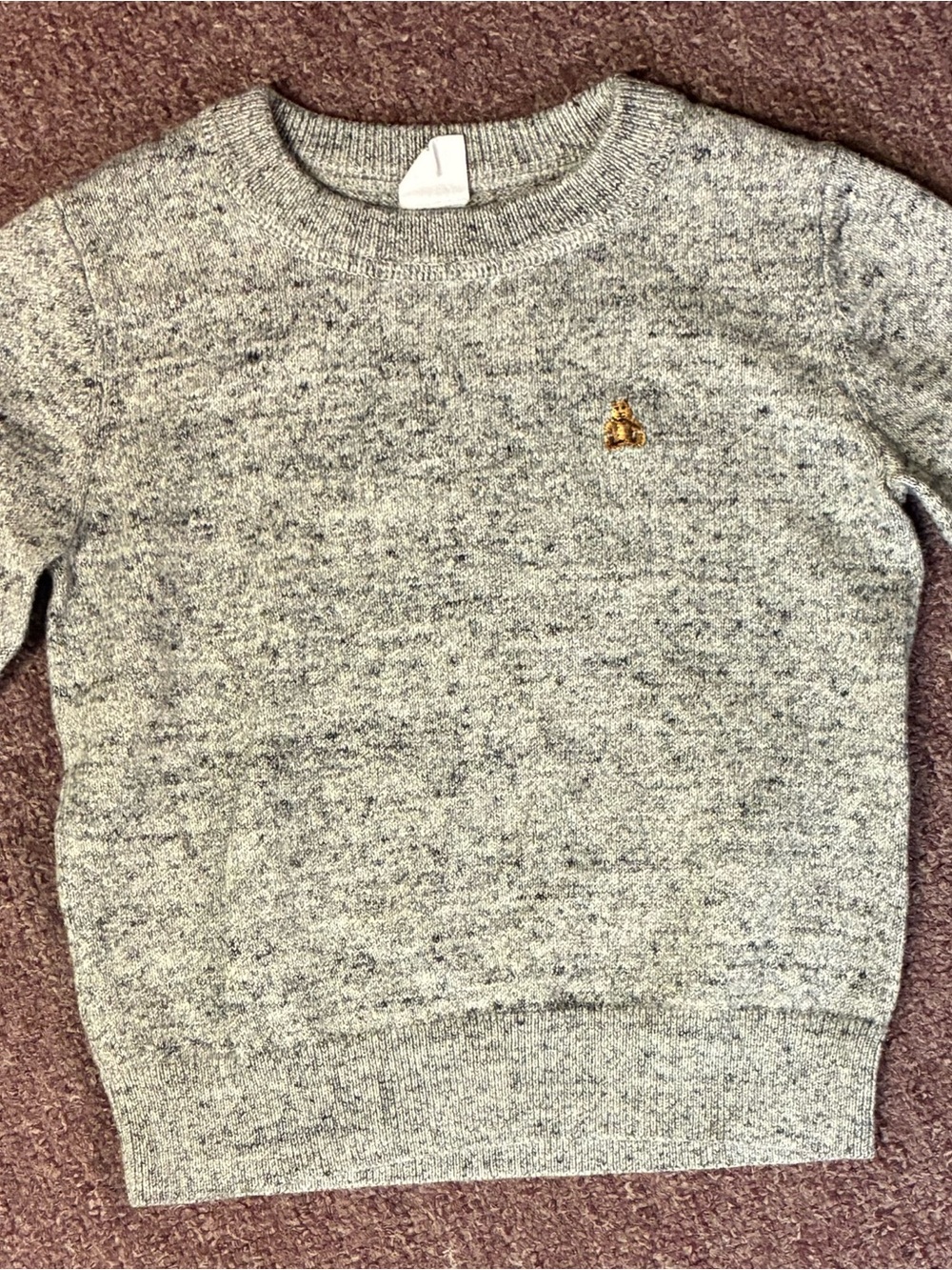 GAP Men's Heathered Gray Crewneck Sweater with Gold Crest